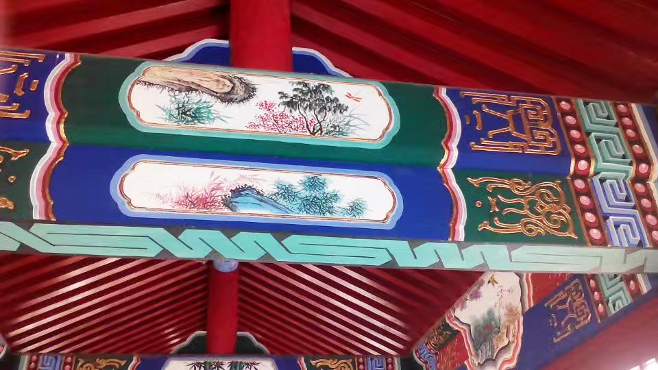 古建筑屋梁彩繪